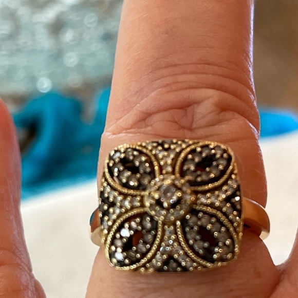 Estate Chocolate & Vanilla Diamonds 14k Solid Gold Ring Size 7 - Picture 7 of 10